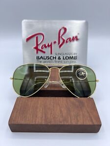 Vintage Ray Ban B&L RB3 Green Aviator 58mm NOS USA