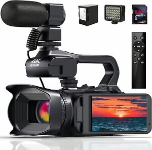 4K Video Camera Camcorder, 64MP 60FPS18X Digital Zoom Auto Focus Vlogging Camera