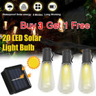 Solar Powered 60/100 LED Bulb String Light Garden Yard Lamp Outdoor Waterproof