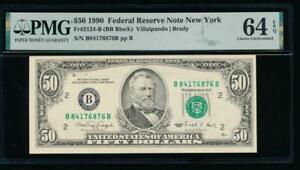 AC $50 1990 New York FRN PMG 64 EPQ B-B block Fr 2124-B