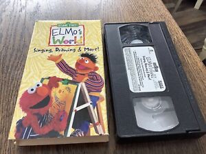 Elmos World Singing Drawing  More Used VHS 2000 Fun Kids Free USA Shipping