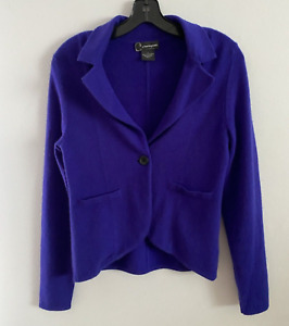 C By Bloomingdales 100% Cashmere One Button Cardigan Sweater Blue/Purple Size XS
