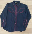 Vintage Scully Western Embroidered Musical  Pearl Snap Shirt Size L