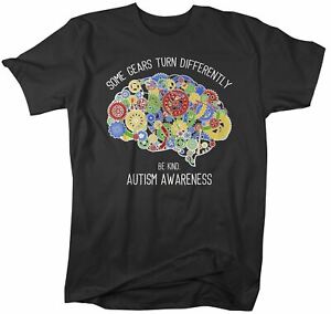 Men's Autism Shirt Autism Brain Shirts Some Gears Turn Differently Graphic Tee A