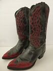 J. Chisolm Black And Red Men's Cowboy Boots 10 1/2D Red Stitching U.S.A.