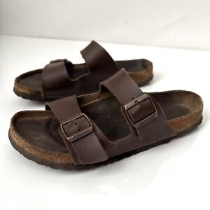 Birkenstock Arizona Soft Footbed Sandals Mens Size 44 11 Brown Leather Slide