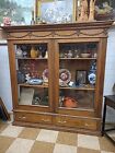 Antique Victorian Oak  Bookcase Curio