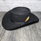 Size 7 1/8 - Men's John B Stetson 3X Beaver XXX Cowboy Hat Black W/ Feather