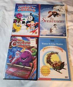 4 Childrens Christmas DVDs Frosty Friends Barney The Snowman Holiday Stories New