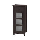 Elegant Home Fashions Wooden Bathroom Floor Storage Cabinet with Drawer Brown