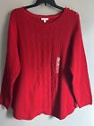 Charter Club Womens Plus Size 3X Button Trim Multi Pattern Sweater Ravishing Red