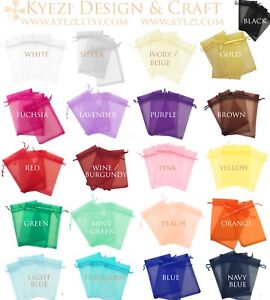 50/100/150/200 Drawstring Organza Bag Jewelry Pouch Wedding Party Favor Gift Bag