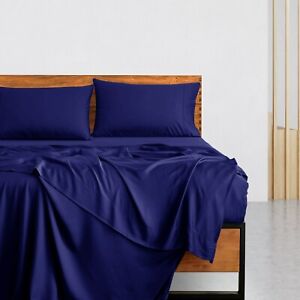 Bamboo Blend Bed Sheet Set 4 Piece Breathable Deep Pocket Soft Luxury Sheets