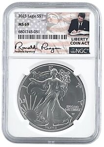 2023 1oz Silver American Eagle NGC MS69 - White Core Liberty Coin Act Label