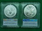 2021 $1 Type 1 and Type 2 Silver Eagle Set PCGS MS70 First Strike - Flag Label