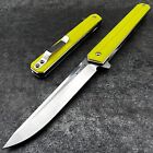 VORTEK SKYLINE Yellow G10 Slim Design Ball Bearing D2 Blade Folding Pocket Knife
