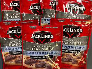 7 Bags Of Jack Links Extra Thick Beef Steak W/Cracked Pepper And Garlic
