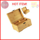 Large Wooden Box with Hinged Lid, Bamboo Wood Multi-purpose Storage Box with Tra