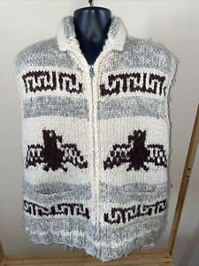 Canadian Sweater Company Ltd Wool Cowichan Thunderbird Vest Mens L