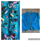 STORYBOOK KNITS Aqua Pebble Beach Beaded Sequins Button Art Cardigan Plus 2X