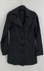 Cynthia Rowley Womens Black Cotton Blend Long Sleeve Trench Coat Size Small