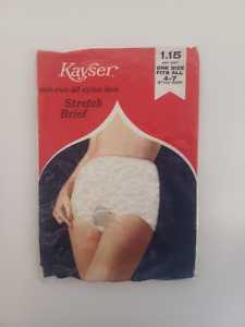 NOS Kayser Nylon Lace Brief Stretch  Panties White Size 4-7