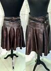 ROBERTO CAVALLI VINTAGE  A-LINE BROWN LEATHER SKIRT  SIZE - 40 - MADE IN ITALY