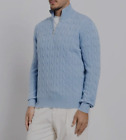 NWT$3495 Brunello Cucinelli Men 100% Cashmere Cable-Knit 1/2 Zip Sweater 50 A242