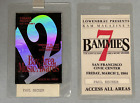 BAMMIES Bay Area Music Awards #7 1984 & #12 1989 Laminated Backstage Crew Pass