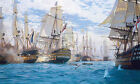 Seascape huge Oil painting Turner The Battle of Trafalgar & huge sail boats 36
