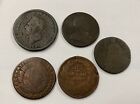 Lot of 5 1800's Old World Foreign Coins 1600’s, 1700’s, 1800’s