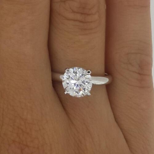 3.5 Ct 4 prong Solitaire Round Cut Diamond Engagement Ring SI2 F White Gold 14k