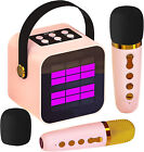 Mini Karaoke Machine for Kids with 2 Wireless Microphones Portable Bluetooth