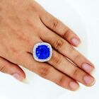 10 Ct Natural Lustrous Blue Tanzanite & Cubic Zirconia 925 Sterling Silver Ring