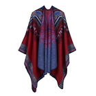 Women Knitted Warm Shawl Wrap Cape Cardigan Sweater Ethnical Patterned Coat Cape