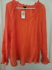 NWT Torrid Orange Sheer Peasant Blouse Shirt Top Size 0 Pleated