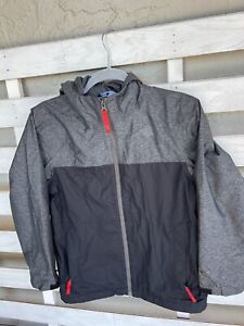 The North Face Boys Gray Black Dryvent Hooded Windbreaker Rain Jacket M 10/12