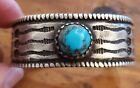 Antique Old Navajo ingot coin Silver Native American Turquoise Bracelet stamped