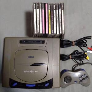 SEGA Saturn Home Console main unit, 10 softwares set japan JP game used Tested