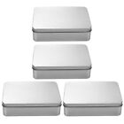 4Pcs containers with lids Metal Tins Lids Rectangular Storage Tin Box