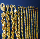 14K Yellow Gold 1mm-14mm Solid Rope Chain Bracelet Diamond Cut All Sizes Real