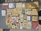 Mixed Lot Of Wooden Rubber Stamps Holiday Animals Celebration Pigs Animal Vtg