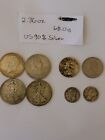 8 US silver coins. Ben Franklin 1/2 Dollar, Washington Quarter, Mercury Dime.