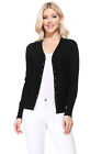 YEMAK Women's Long Sleeve V-Neck Button-Down Soft Knit Cardigan Sweater MK5178