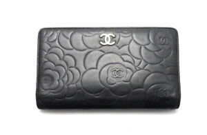 CHANEL Camellia SV Leather Long Wallet■0328gn1630-5M