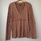 Apt 9 Womens Size XL Space Dye Retro Empire Waist Ribbed Knit Sweater Top Earthy