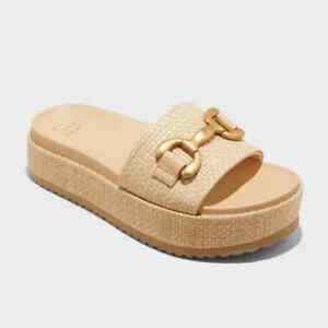 Women's Agnes Platform Slide Sandals - A New Day Beige Sizes 6-11 SL