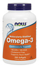 Now Foods Omega-3 1000mg 200 Softgels Fish Oil Joint Heart Health 180 EPA 03/26E