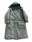 Vtg ARMY Green Outdoors Hooded Down Puffer Long TRENCH Coat Jacket Mens Large