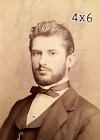 Antique Male Portrait Photograph 1800s Handsome Beau Photo 4 x 6